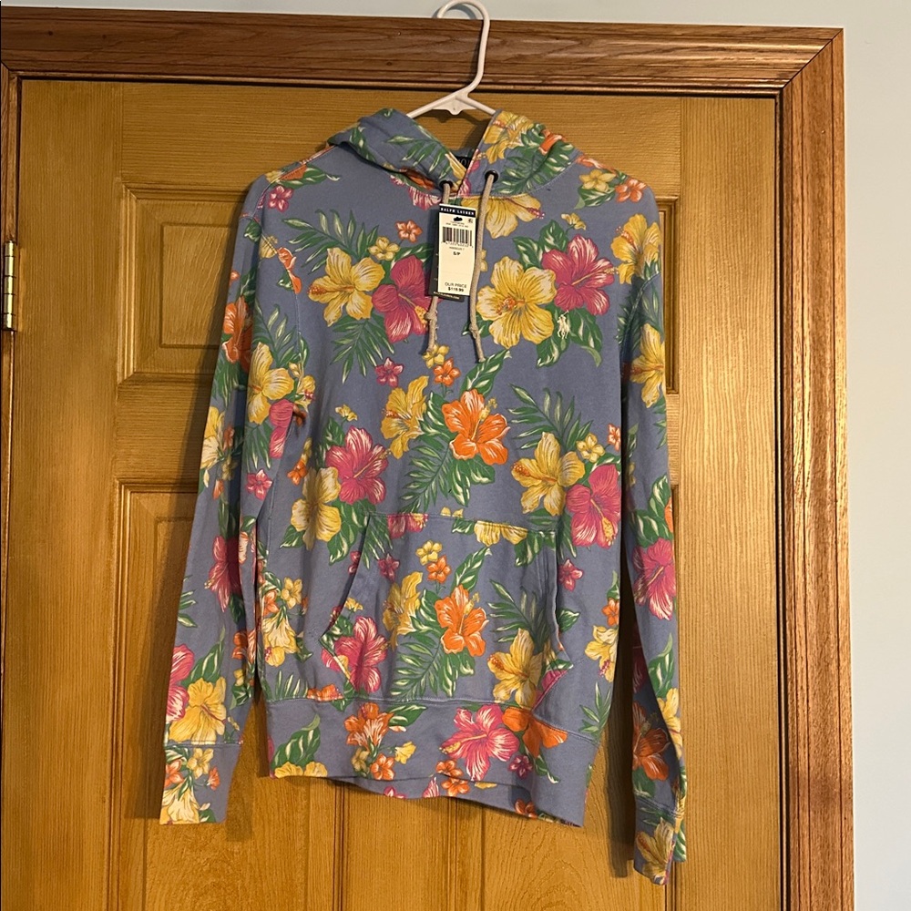 Ralph Lauren Blue Hoodie with Floral Design